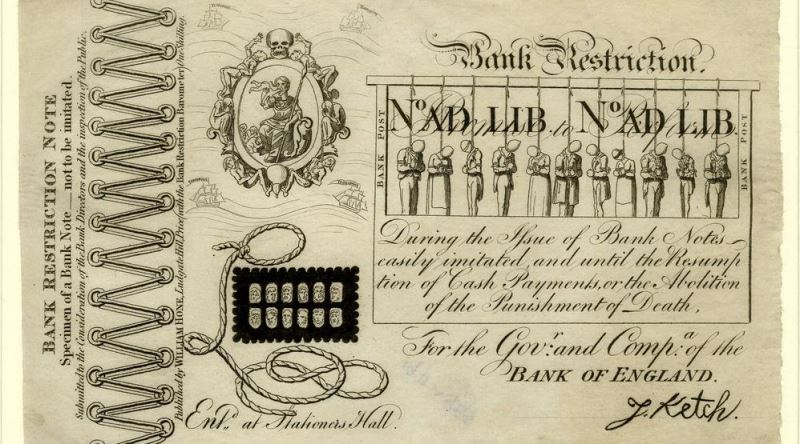 1819'da İdam Cezalarını Protesto Etmek İçin Hazırlanan Banknot