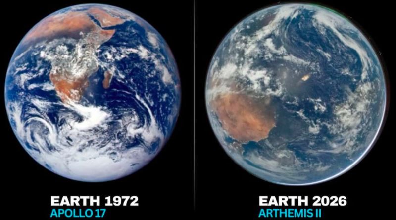 Dünya'nın 54 Sene Arayla Uzaydan Çekilen, İnsanı Düşüncelere İten Fotoğrafları